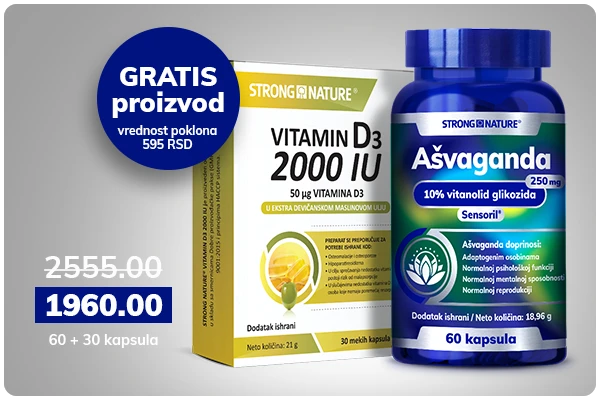 Ašvaganda + GRATIS D3 2000 IU