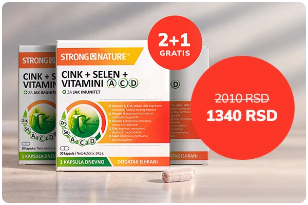 Cink + Selen + Vitamini A C D, 2+1 GRATIS 21%