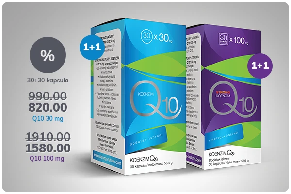 Koenzimi Q10 1+1 (30 mg ili 100 mg) -18%