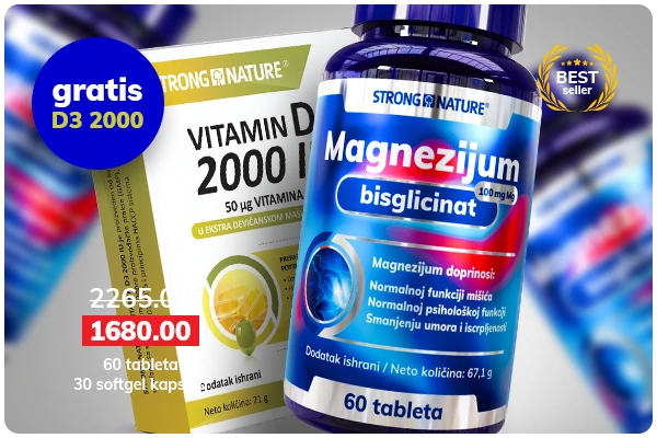 Paket Magnezijum bisglicinat + GRATIS D3 2000 IU