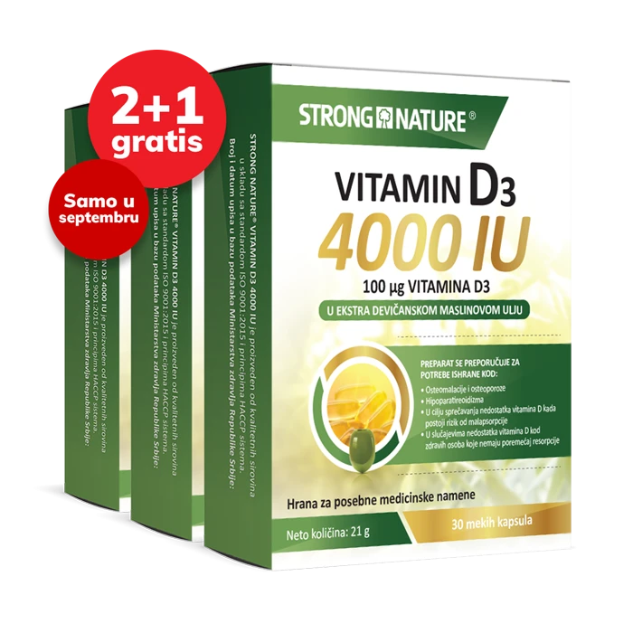Strong Nature® <br />Vitamin D3 4000 IU Paket 2+1 GRATIS