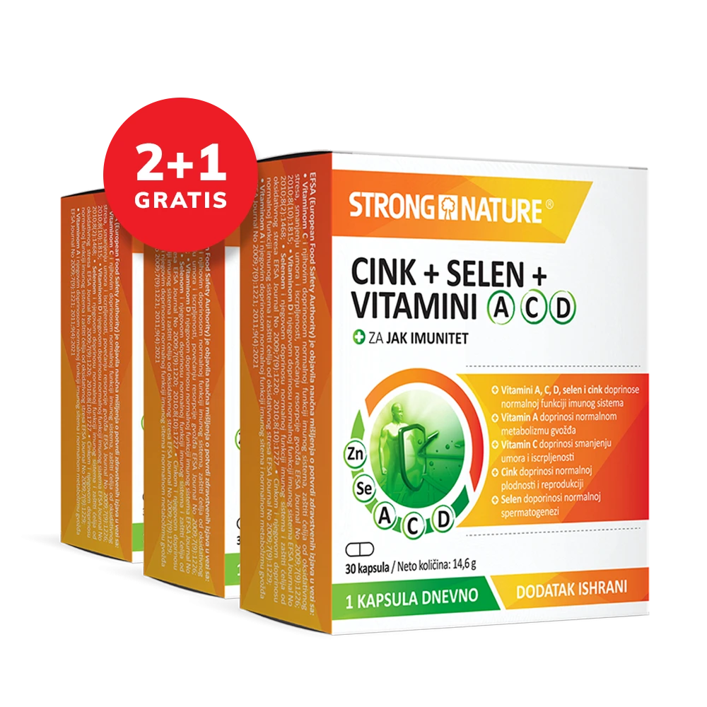 Strong Nature® <br />Cink+Selen+Vitamini ACD, 2+1 GRATIS