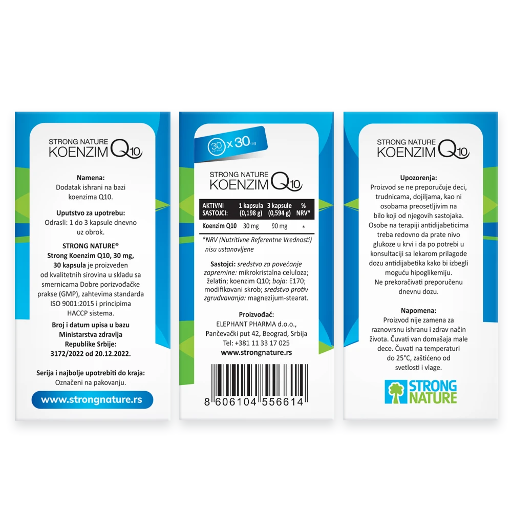 Strong Nature® <br />Koenzim Q10, 30 mg - Paket 1+1 gratis
