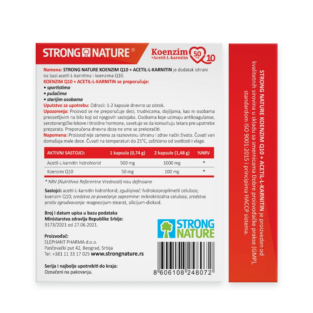 Strong Nature® <br />Koenzim Q10+Acetil-L-karnitin