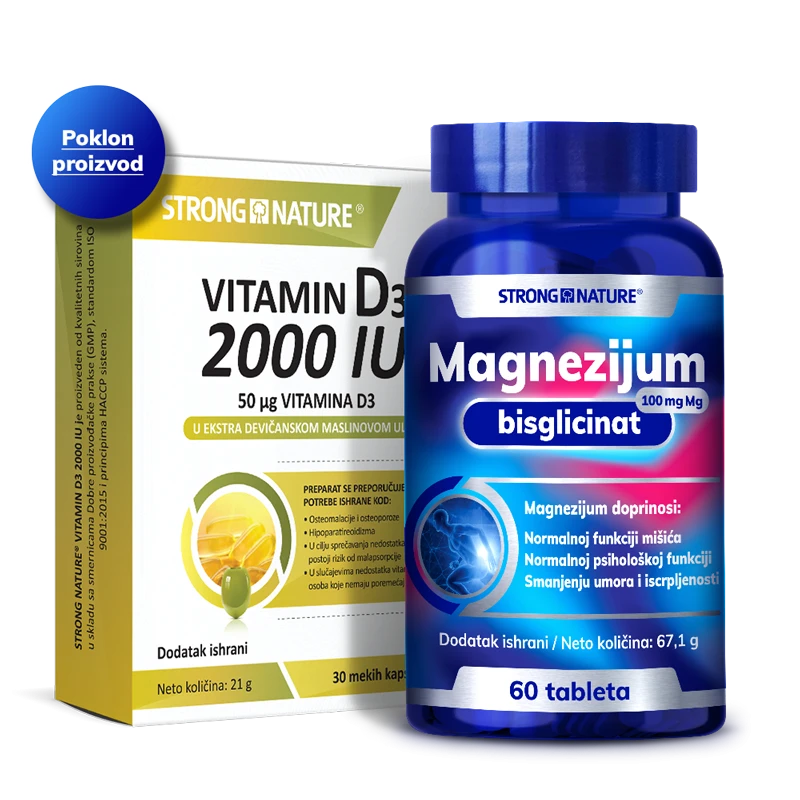 Magnezijum bisglicinat + D3 2000 GRATIS