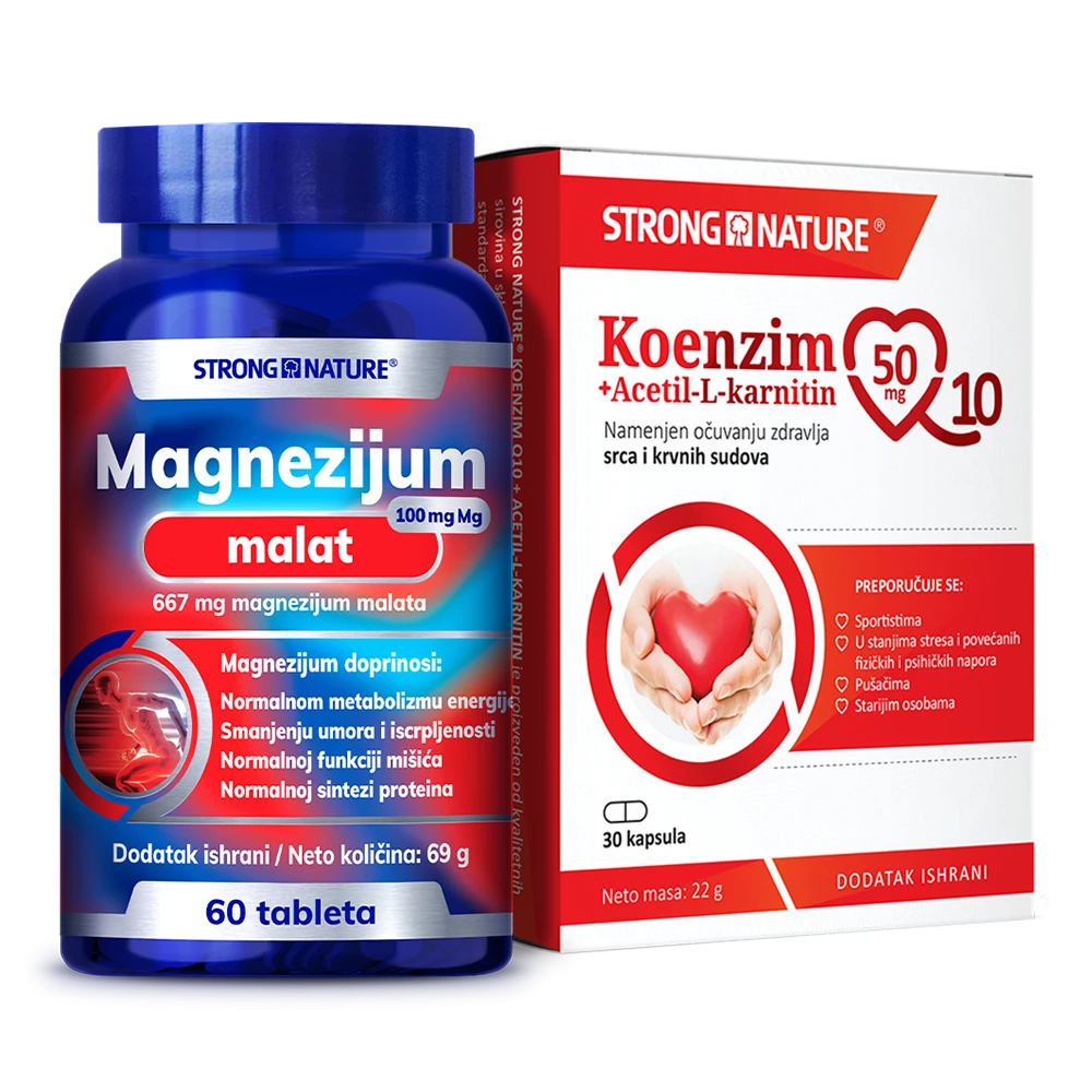 Strong Nature® <br />Paket Magnezijum malat + Koenzim Q10+Acetil-L-karnitin