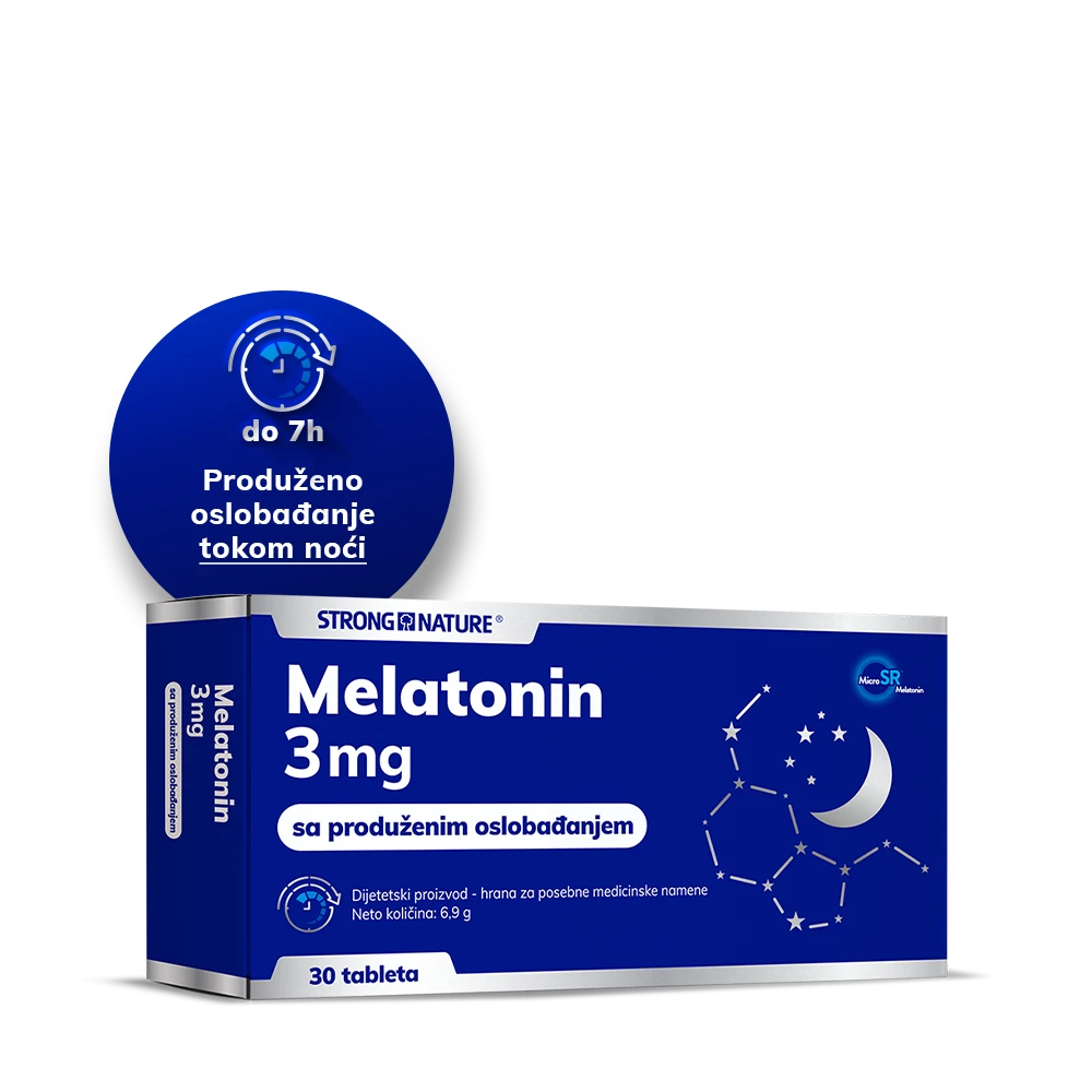 Strong Nature® <br />Melatonin 3 mg sa produženim oslobađanjem
