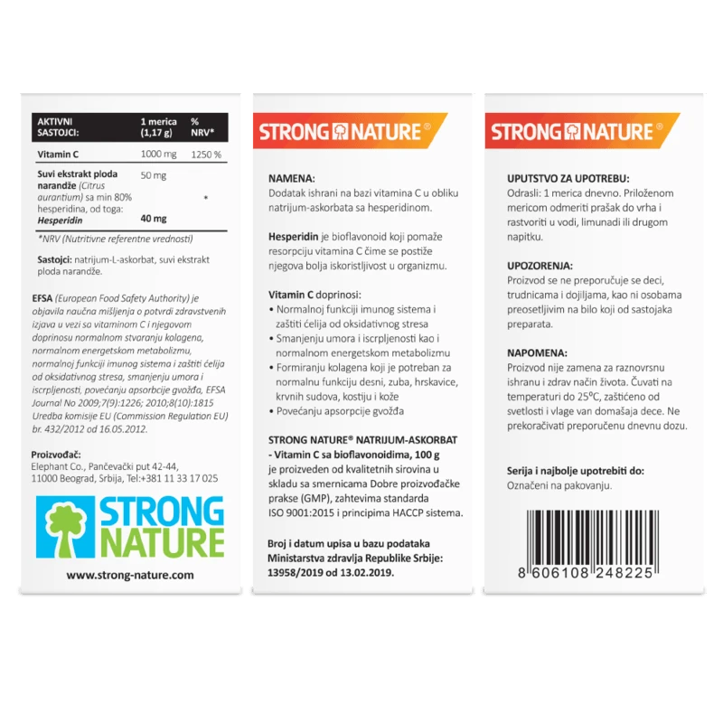 Strong Nature® <br />Natrijum Askorbat - Vitamin C sa bioflavonoidima