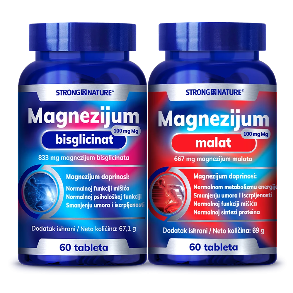 Strong Nature® <br />Paket Magnezijum bisglicinat + malat