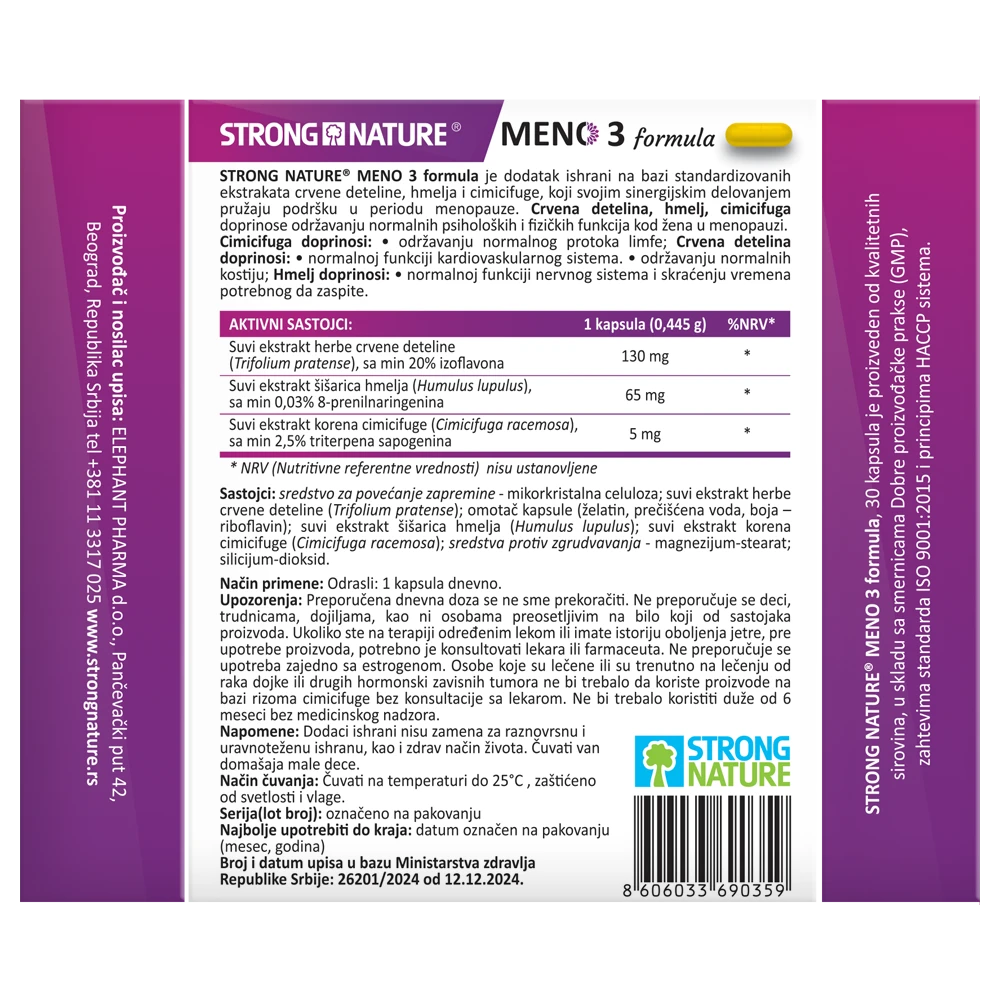 Strong Nature® <br />Paket Mg Meno <br /> MENO 3 formula i Magnezijum bisglicinat