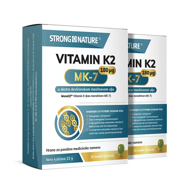 Strong Nature® <br />Paket Vitamin K2 MK-7 <br />u ekstra devičanskom maslinovom ulju