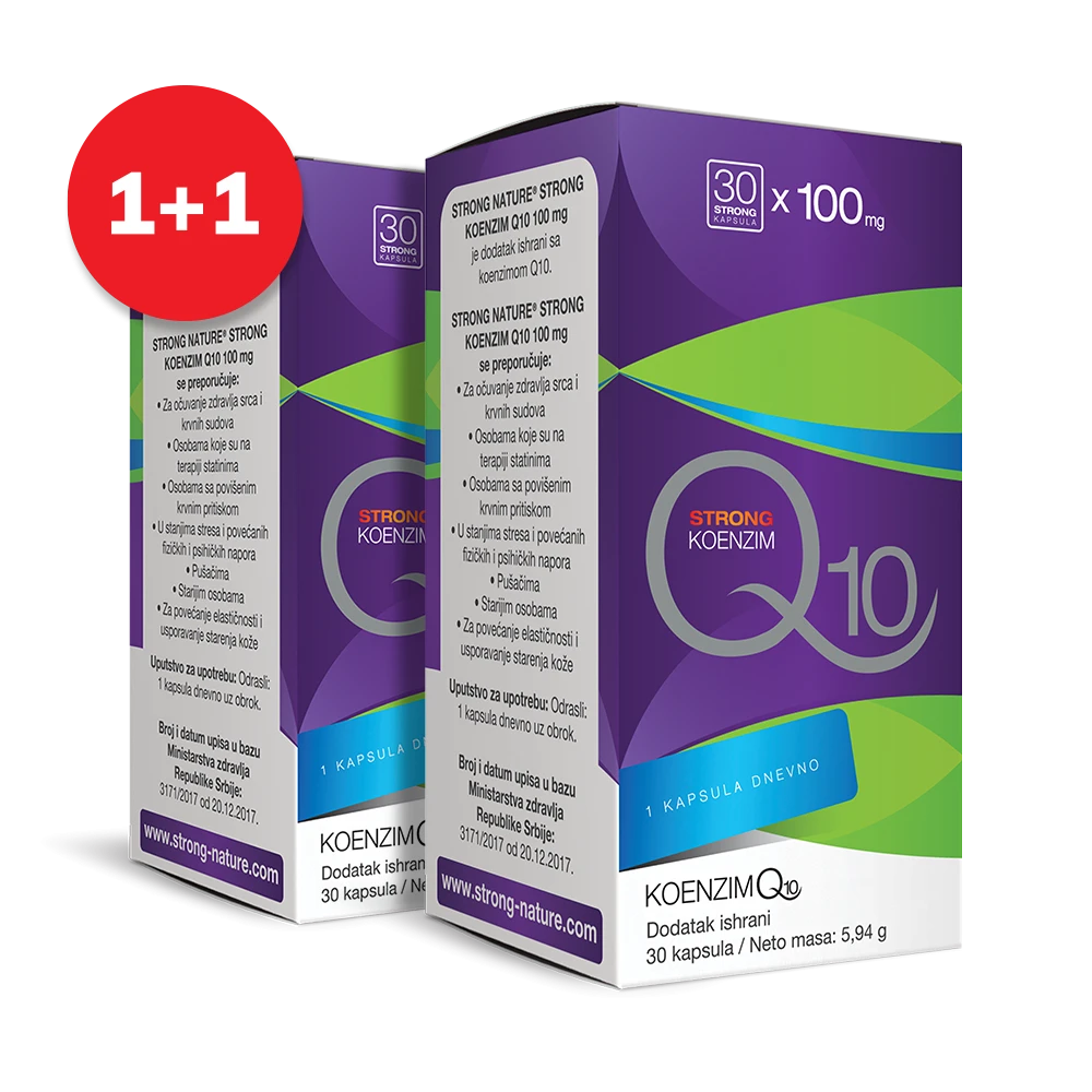 Strong Nature® <br />Strong Koenzim Q10, 100 mg - Paket 1+1
