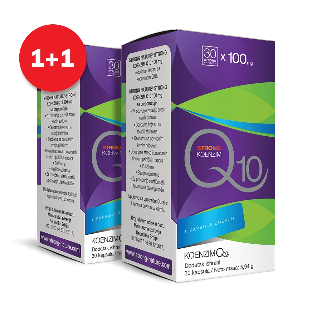 Strong Nature® <br />Strong Koenzim Q10, 100 mg - Paket 1+1 gratis