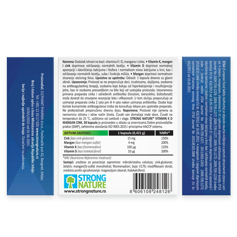 Strong Nature® <br />Vitamin K D Mangan Cink, Paket 1+1