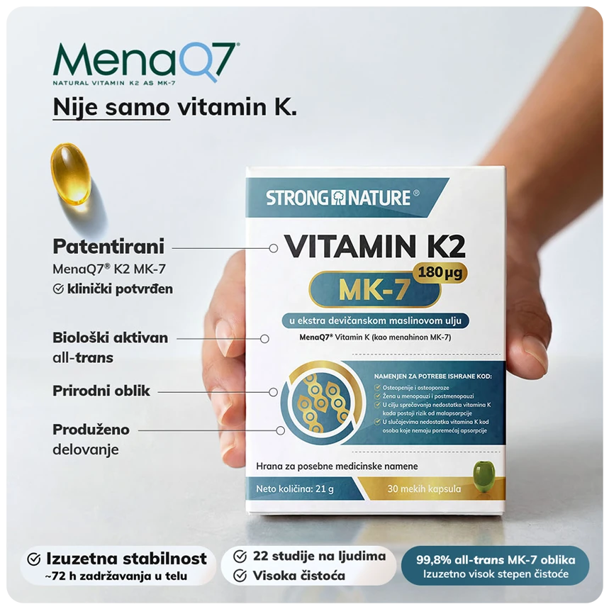 Strong Nature® <br />Vitamin K2 MK-7 <br />u ekstra devičanskom maslinovom ulju